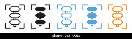 Body spine scan icon Vector symbol or sign set collection in black and white outline Stock Vector