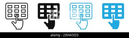 Code lock icon Vector symbol or sign set collection in black and white outline Stock Vector