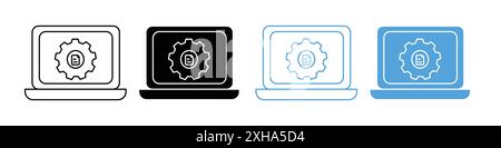 Content management icon Vector symbol or sign set collection in black and white outline Stock Vector