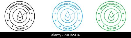 Dermatology tested icon Vector symbol or sign set collection in black and white outline Stock Vector