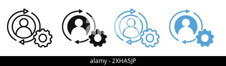 Customer retention icon Vector symbol or sign set collection in black and white outline Stock Vector