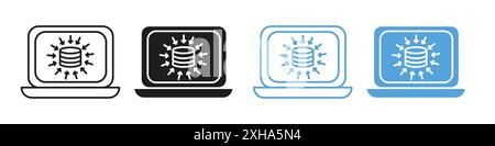 Data aggregation icon Vector symbol or sign set collection in black and white outline Stock Vector