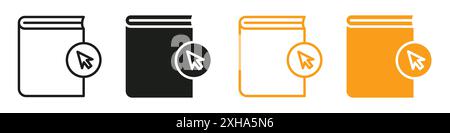 Ebook icon Vector symbol or sign set collection in black and white outline Stock Vector
