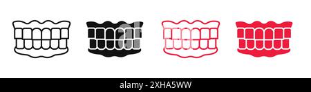 False jaw icon Vector symbol or sign set collection in black and white outline Stock Vector