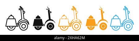 Food home delivery icon Vector symbol or sign set collection in black and white outline Stock Vector