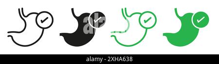 Good digestion icon Vector symbol or sign set collection in black and white outline Stock Vector