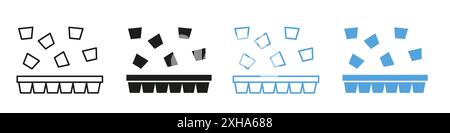 Ice cube plastic container icon Vector symbol or sign set collection in black and white outline Stock Vector