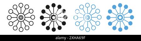 Integration icon Vector symbol or sign set collection in black and white outline Stock Vector
