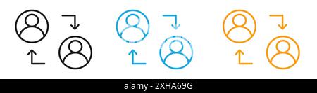 Interaction icon Vector symbol or sign set collection in black and white outline Stock Vector