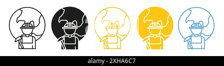 Job for immigrants icon Vector symbol or sign set collection in black and white outline Stock Vector