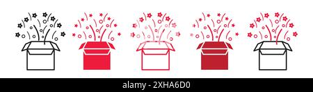 Magic box icon Vector symbol or sign set collection in black and white outline Stock Vector