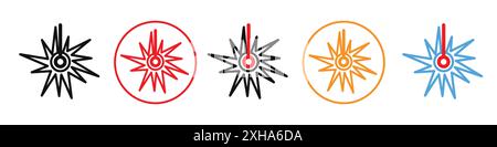 Laser beam icon Vector symbol or sign set collection in black and white outline Stock Vector