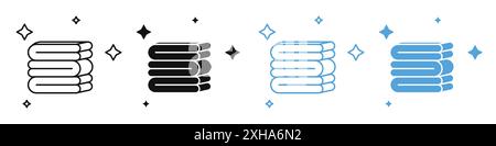 Neat fold clothes icon Vector symbol or sign set collection in black and white outline Stock Vector