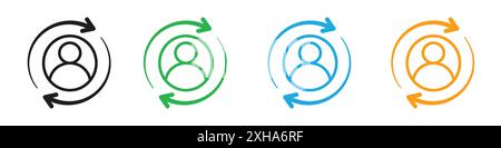 Personnel change icon Vector symbol or sign set collection in black and white outline Stock Vector