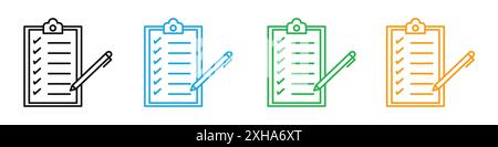 Planning icon Vector symbol or sign set collection in black and white outline Stock Vector