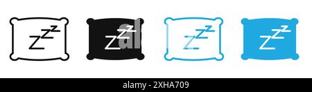 Pillow icon Vector symbol or sign set collection in black and white outline Stock Vector