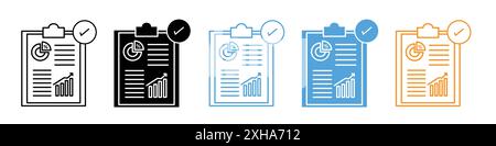 Report icon Vector symbol or sign set collection in black and white outline Stock Vector