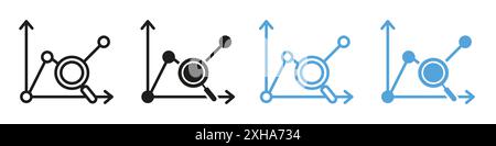 Predictive analytics icon Vector symbol or sign set collection in black and white outline Stock Vector