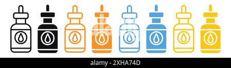 Serum icon Vector symbol or sign set collection in black and white outline Stock Vector