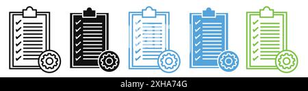 Project management icon Vector symbol or sign set collection in black and white outline Stock Vector