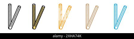 Pretzel sticks icon Vector symbol or sign set collection in black and white outline Stock Vector