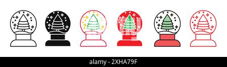 Snow globe icon Vector symbol or sign set collection in black and white outline Stock Vector