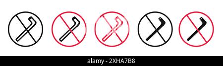 Stop using the plastic straw icon Vector symbol or sign set collection in black and white outline Stock Vector