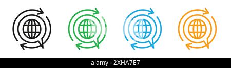 Translation icon Vector symbol or sign set collection in black and white outline Stock Vector