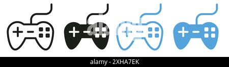 Video game controller icon Vector symbol or sign set collection in black and white outline Stock Vector