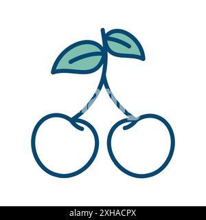cherry fruit icon vector design template in white background Stock Vector