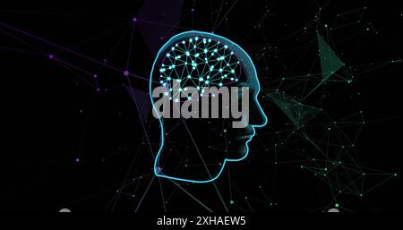 Digital human head with neural network, representing artificial intelligence concept Stock Photo