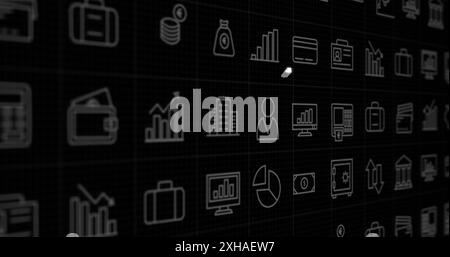 Displaying various business and finance icons on digital screen for artificial intelligence Stock Photo