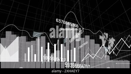 Analyzing financial data, digital graphs and charts showcasing market trends Stock Photo