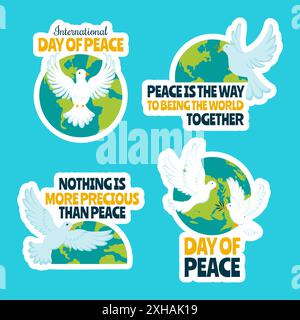 International Peace Day Label Flat Cartoon Hand Drawn Templates Background Illustration Stock Vector