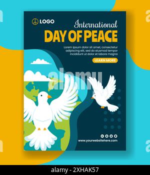 International Peace Day Vertical Poster Flat Cartoon Hand Drawn Templates Background Illustration Stock Vector