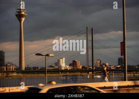 Golden Hour City Scene in Dusseldorf Stock Photo