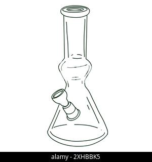 Cannabis marijuana leaf vector illustration in doodle outline hand drawn style Stock Vector