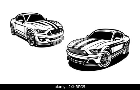 Ford Mustang Mach artwork vector illustration, Stock Vector