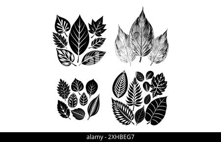 collection leaves silhouette artwork vector illustration clipart, Stock Vector