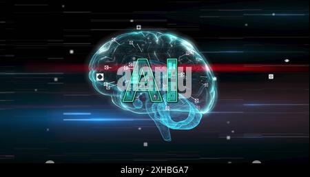 Image of digital brain spinning over mathematical equations Stock Photo ...