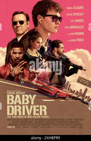 Baby Driver poster  Ansel Elgort Stock Photo