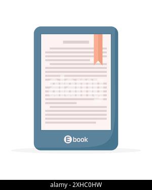 E-book reader isolated on a white background. Flat vector illustration Stock Vector