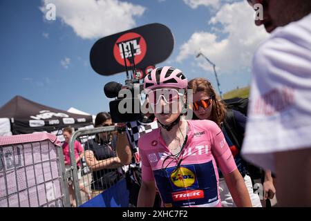 Blockhaus, Italia. 13th July, 2024. Elisa Longo Borghini (Lidl - Trek) Pink Jersey during the 7th stage of the Giro d'Italia Women, from Lanciano to Blockhaus Italy Saturday, July 13, 2024. Sport - cycling . (Photo by Marco Alpozzi/Lapresse) Credit: LaPresse/Alamy Live News Stock Photo