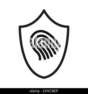 Biometric security icon Vector symbol or sign set collection in black and white outline Stock Vector