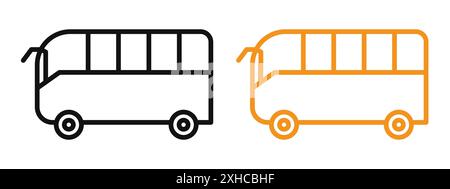 Bus coach icon Vector symbol or sign set collection in black and white outline Stock Vector