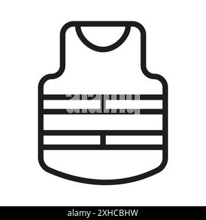 Bulletproof vest icon Vector symbol or sign set collection in black and white outline Stock Vector