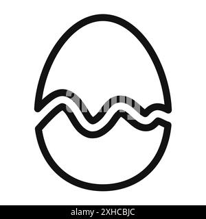 Broken egg icon Vector symbol or sign set collection in black and white outline Stock Vector