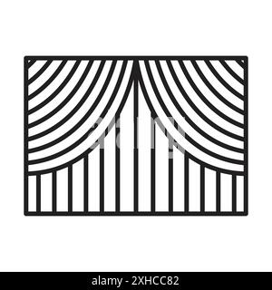 Curtain icon Vector symbol or sign set collection in black and white outline Stock Vector