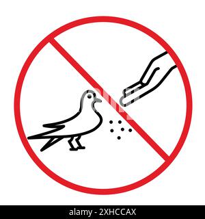Do not feed birds sign Vector symbol or sign set collection in black and white outline Stock Vector