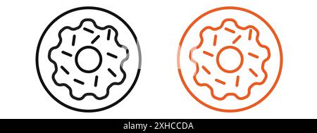 Doughnut icon Vector symbol or sign set collection in black and white outline Stock Vector